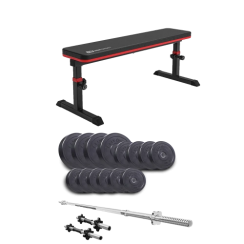 Набір Elitum Titan 48 кг з лавою HS-1025 Pro, штангою та гантелями