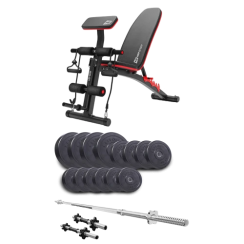 Набір Elitum Titan 48 кг з лавою HS-1035, штангою та гантелями.