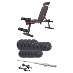 Набір Elitum Titan 48 кг з лавою HS-2040 HB, штангою та гантелями