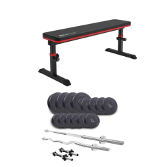 Набір Elitum Titan 54 кг з лавою HS-1025 Pro, штангами та гантелями