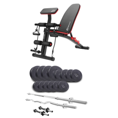 Набір Elitum Titan 54 кг з лавою HS-1035, штангами та гантелями.