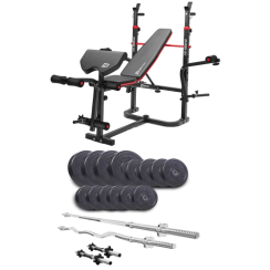 Набір Elitum Titan 54 кг з лавою HS-1065HB Pro, штангами та гантелями
