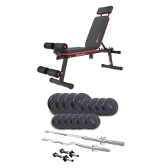 Набір Elitum Titan 54 кг з лавою HS-2040 HB, штангами та гантелями