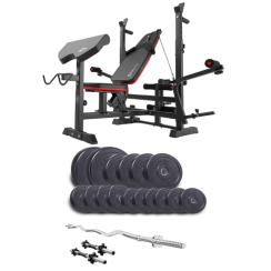 Набор Elitum Titan 65 кг со скамьей HS-1075 Pro, штангой и гантелями