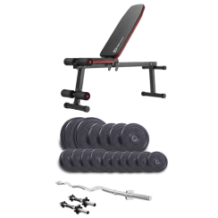 Набір Elitum Titan 65 кг з лавою HS-1010 Pro, штангою та гантелями