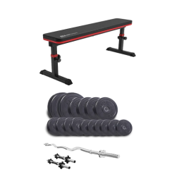 Набор Elitum Titan 65 кг со скамьей HS-1025 Pro, штангой и гантелями