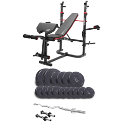 Набор Elitum Titan 65 кг со скамьей HS-1065HB Pro, штангой и гантелями