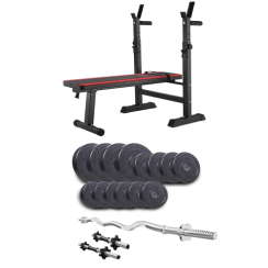 Набор Elitum Titan 65 кг со скамьей HS-1080, штангой и гантелями