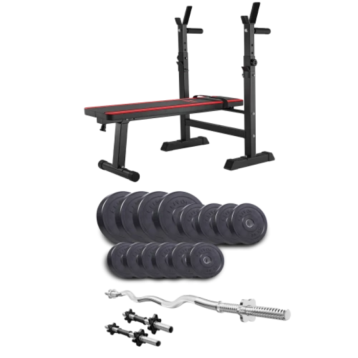 Набор Elitum Titan 65 кг со скамьей HS-1080, штангой и гантелями