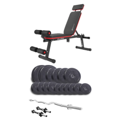 Набор Elitum Titan 65 кг со скамьей HS-2040 HB, штангой и гантелями