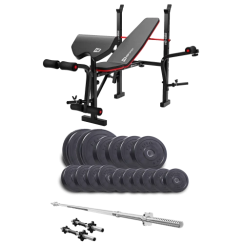 Набір Elitum Titan 68 кг з лавою HS-1055 Pro, штангою та гантелями