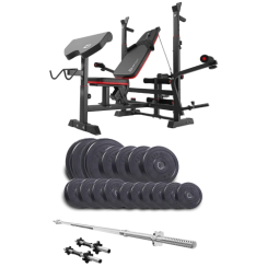 Набір Elitum Titan 68 кг з лавою HS-1075 Pro, штангою та гантелями