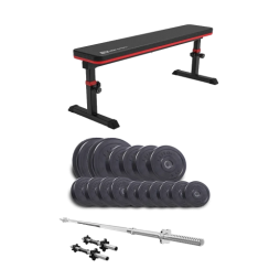 Набір Elitum Titan 68 кг з лавою HS-1025 Pro, штангою та гантелями