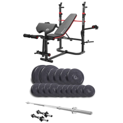 Набір Elitum Titan 68 кг з лавою HS-1065HB Pro, штангою та гантелями