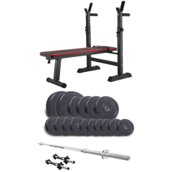 Набір Elitum Titan 68 кг з лавою HS-1080, штангою та гантелями.