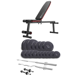 Набір Elitum Titan 74 кг з лавою HS-1010 Pro, штангами та гантелями