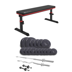 Набор Elitum Titan 74 кг со скамьей HS-1025 Pro, штангами и гантелями