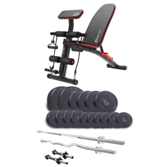 Набір Elitum Titan 74 кг з лавою HS-1035, штангами та гантелями.