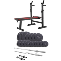 Набор Elitum Titan 74 кг со скамьей HS-1080, штангами и гантелями