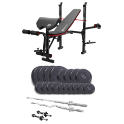 Набір Elitum Titan 94 кг з лавою HS-1055 Pro, штангами та гантелями