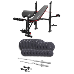 Набір Elitum Titan 114 кг з лавою HS-1055 Pro, штангами та гантелями