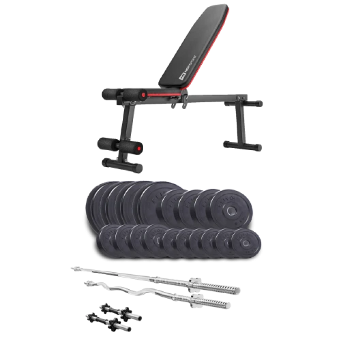 Набор Elitum Titan 94 кг со скамьей HS-1010 Pro, штангами и гантелями