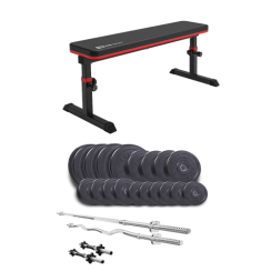 Набір Elitum Titan 94 кг з лавою HS-1025 Pro, штангами та гантелями