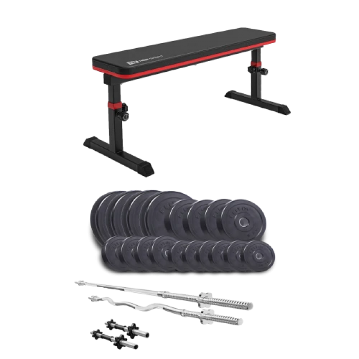 Набір Elitum Titan 94 кг з лавою HS-1025 Pro, штангами та гантелями