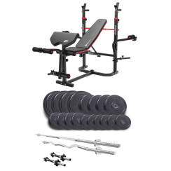 Набір Elitum Titan 94 кг з лавою HS-1065HB Pro, штангами та гантелями