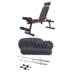 Набір Elitum Titan 114 кг з лавою HS-2040 HB, штангами та гантелями