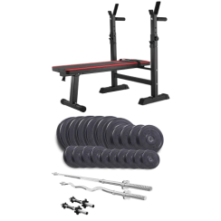 Набір Elitum Titan 114 кг з лавою HS-1080, штангами та гантелями.