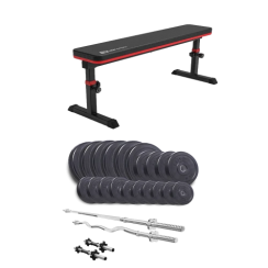 Набір Elitum Titan 114 кг з лавою HS-1025 Pro, штангами та гантелями