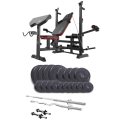 Набір Elitum Titan 94 кг з лавою HS-1075 Pro, штангами та гантелями