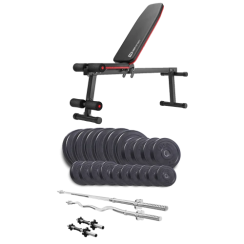 Набір Elitum Titan 114 кг з лавою HS-1010 Pro, штангами та гантелями
