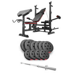 Набір Hop-Sport Premium 59 кг з лавою HS-1075 Pro та штангою