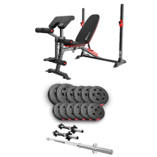 Набір Hop-Sport Premium 38 кг з лавою HS-1095, штангами та гантелями.