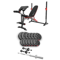 Набір Hop-Sport Premium 38 кг з лавою HS-1095, штангами та гантелями.