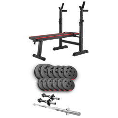 Набір Hop-Sport Premium 38 кг з лавою HS-1080, штангами та гантелями.