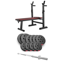 Набір Hop-Sport Premium 59 кг з лавою HS-1080 та штангою
