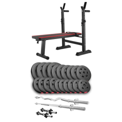 Набір Hop-Sport Premium 105 кг з лавою HS-1080, штангами та гантелями.