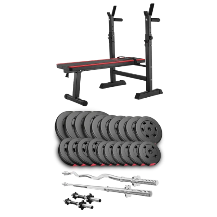 Набір Hop-Sport Premium 105 кг з лавою HS-1080, штангами та гантелями.