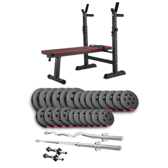 Набір Hop-Sport Premium 135 кг з лавою HS-1080, штангами та гантелями.