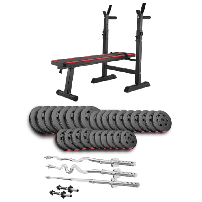 Набір Hop-Sport Premium 173 кг з лавою HS-1080, штангами та гантелями.