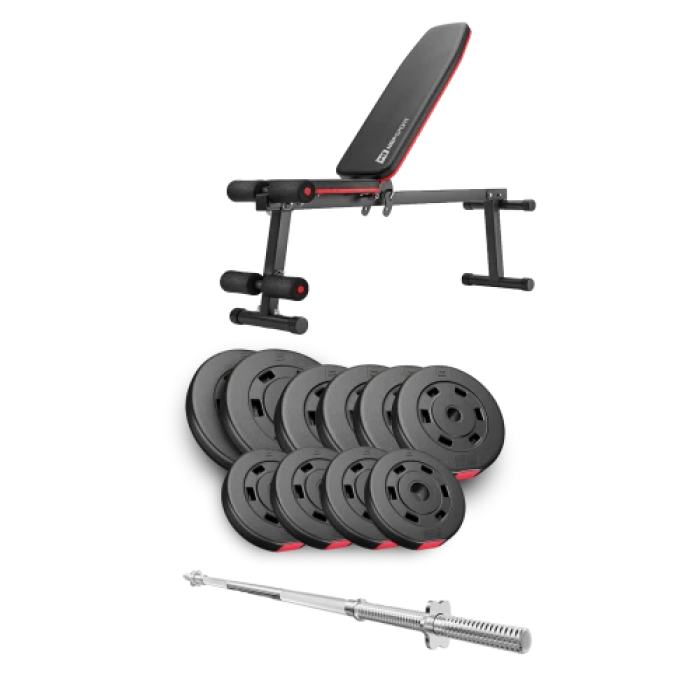 Набір Hop-Sport Premium 59 кг з лавою HS-1010 Pro та штангою