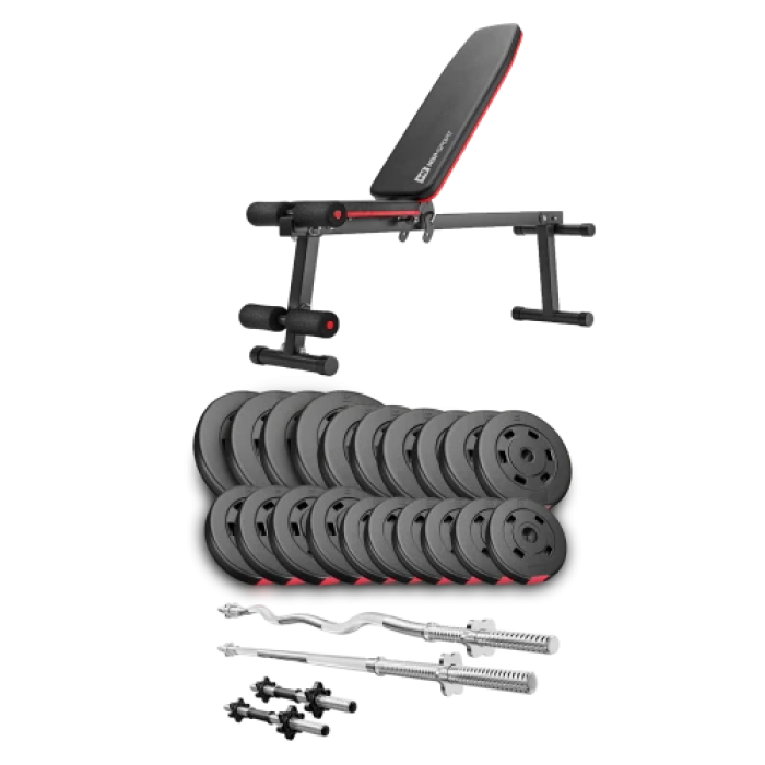 Набір Hop-Sport Premium 105 кг з лавою HS-1010 Pro, штангами та гантелями