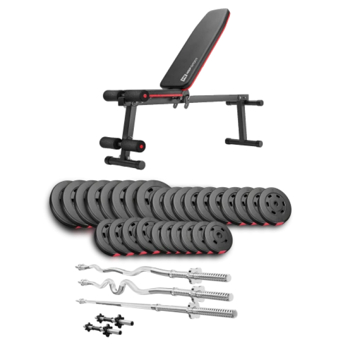 Набір Hop-Sport Premium 173 кг з лавою HS-1010 Pro, штангами та гантелями