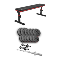Набір Hop-Sport Premium 38 кг з лавою HS-1025 Pro, штангами та гантелями