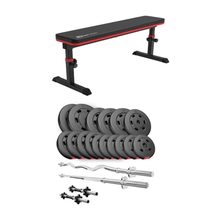 Набір Hop-Sport Premium 75 кг з лавою HS-1025 Pro, штангами та гантелями