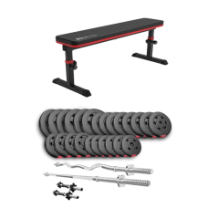 Набір Hop-Sport Premium 135 кг з лавою HS-1025 Pro, штангами та гантелями