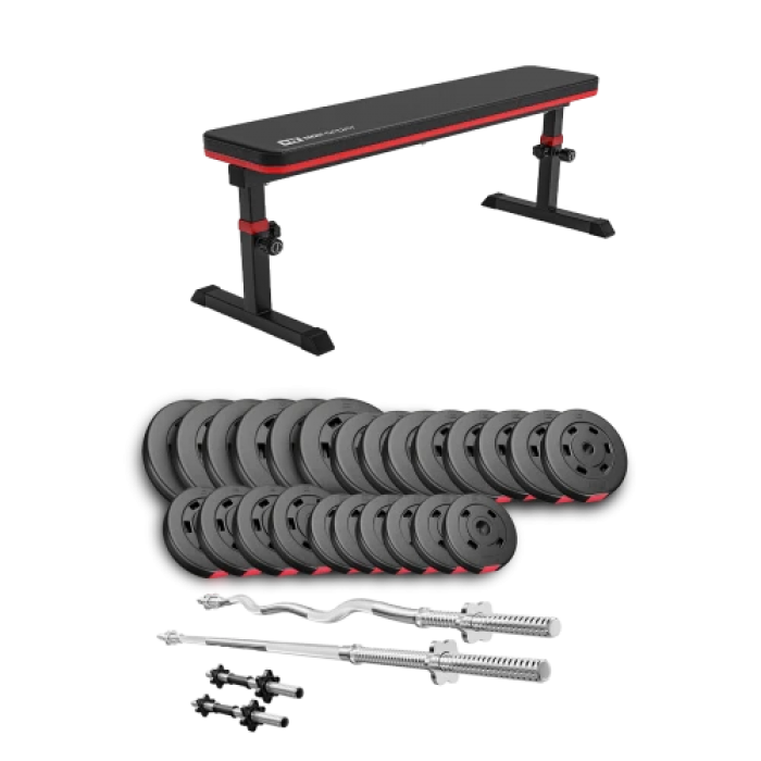 Набір Hop-Sport Premium 135 кг з лавою HS-1025 Pro, штангами та гантелями